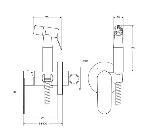 Гигиенический душ со смесителем Cezares Stylus STYLUS-DIF-01 хром